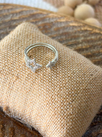 White Label - Women's Star Pave Silver Adjustable Ring