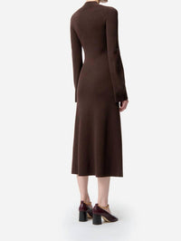 vanessabruno The Marielle Midi Dress in brown - women's dress - detail view