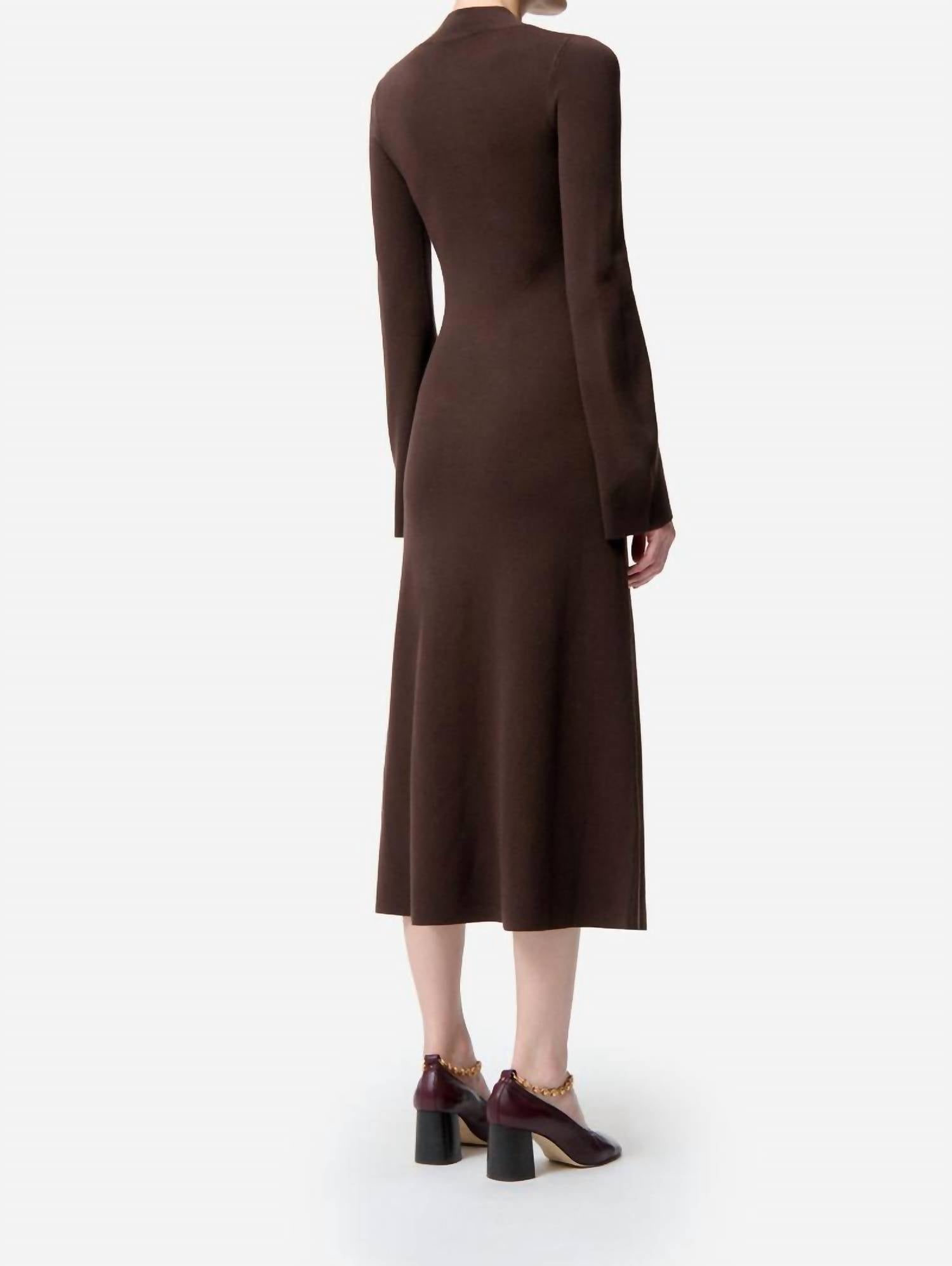 vanessabruno The Marielle Midi Dress in brown - women's dress - detail view
