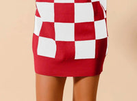 So Me - Caroline Loose Fit Checkered Knitted Sweater Mini Dress