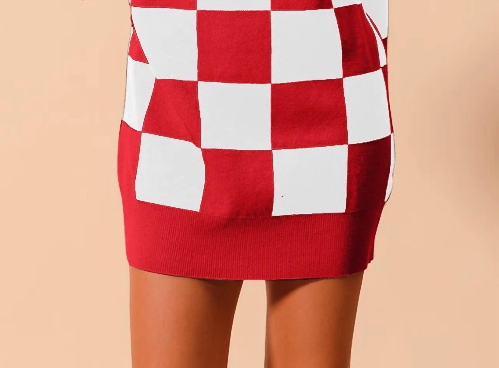 So Me - Caroline Loose Fit Checkered Knitted Sweater Mini Dress