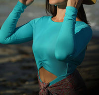 Vigo Sales Group Ribbed Long Sleeve One Piece in electric blue - women's swimwear - view 5