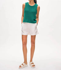 White + Warren - Lofty Cotton Crochet Sleeveless Tank