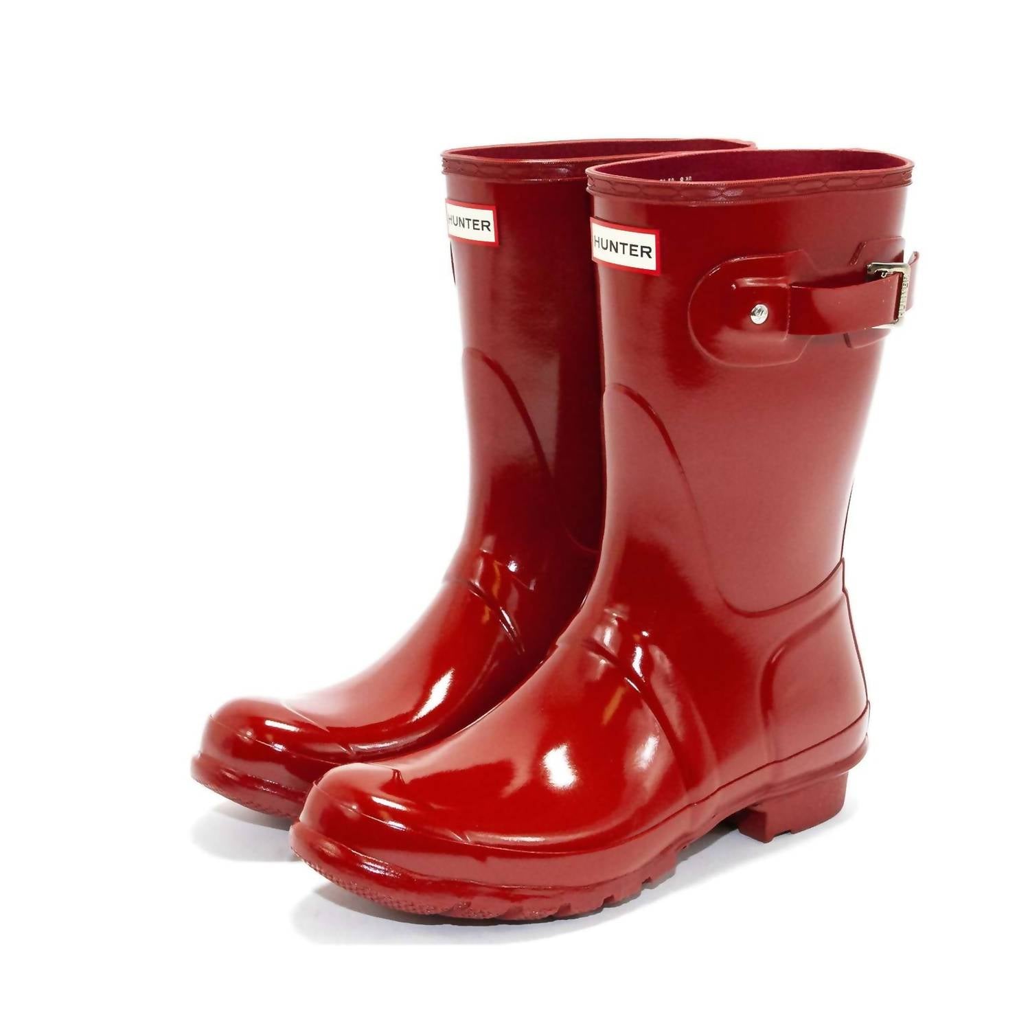HUNTER Women's Original Short Gloss Rain Boots in military red - women's shoe