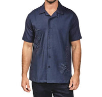 7Diamonds - Men's Marco Embroidered Linen Camp Shirt