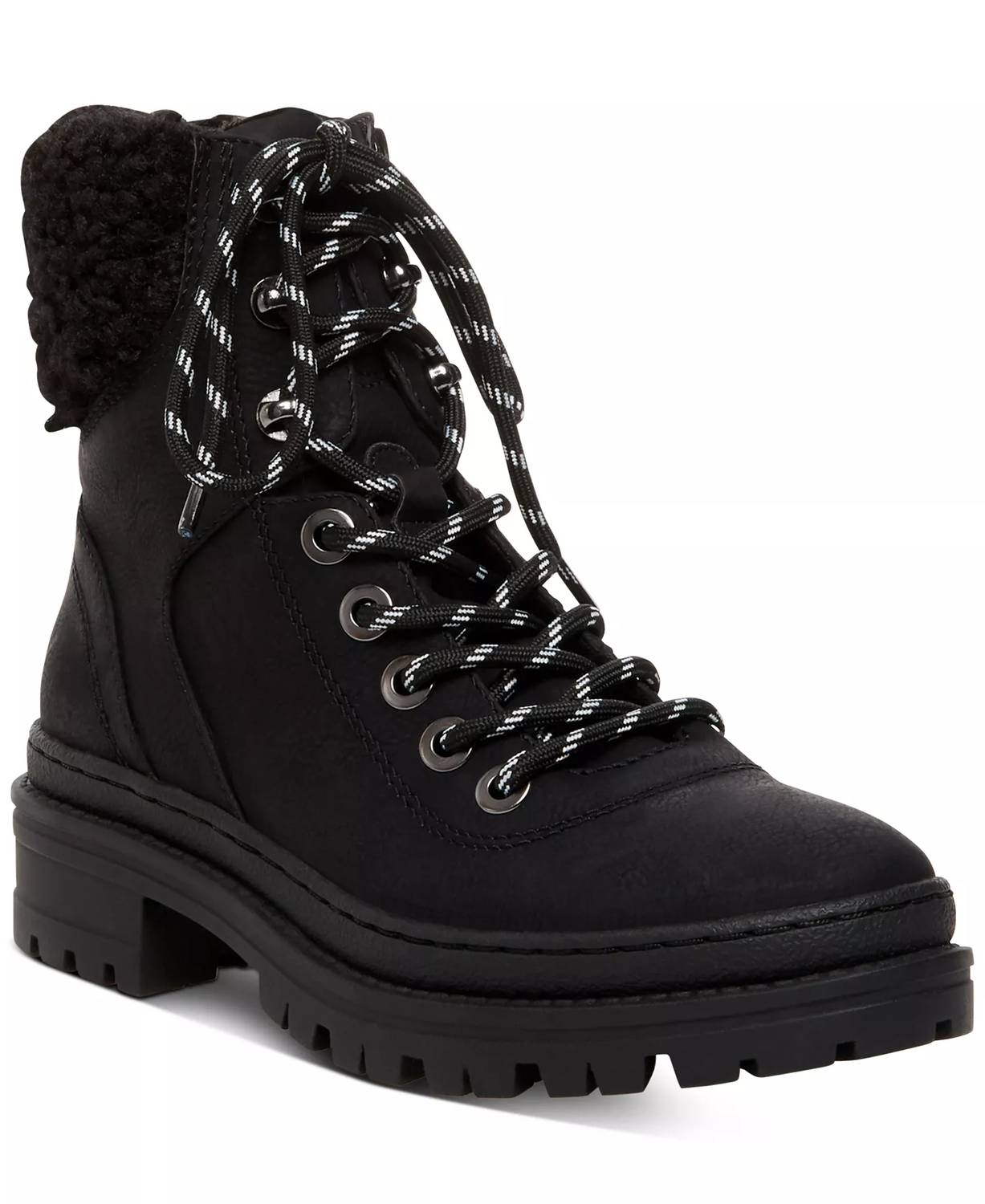 STEVE MADDEN Women's Keystone Lug Hiker Boots in blk - women's shoe