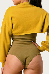 CUTOUT CROPPED BODYSUIT BOLERO SET