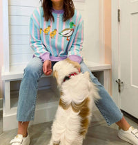 Queen Of Sparkles - Pastel Striped Duck & Chicks Sweater