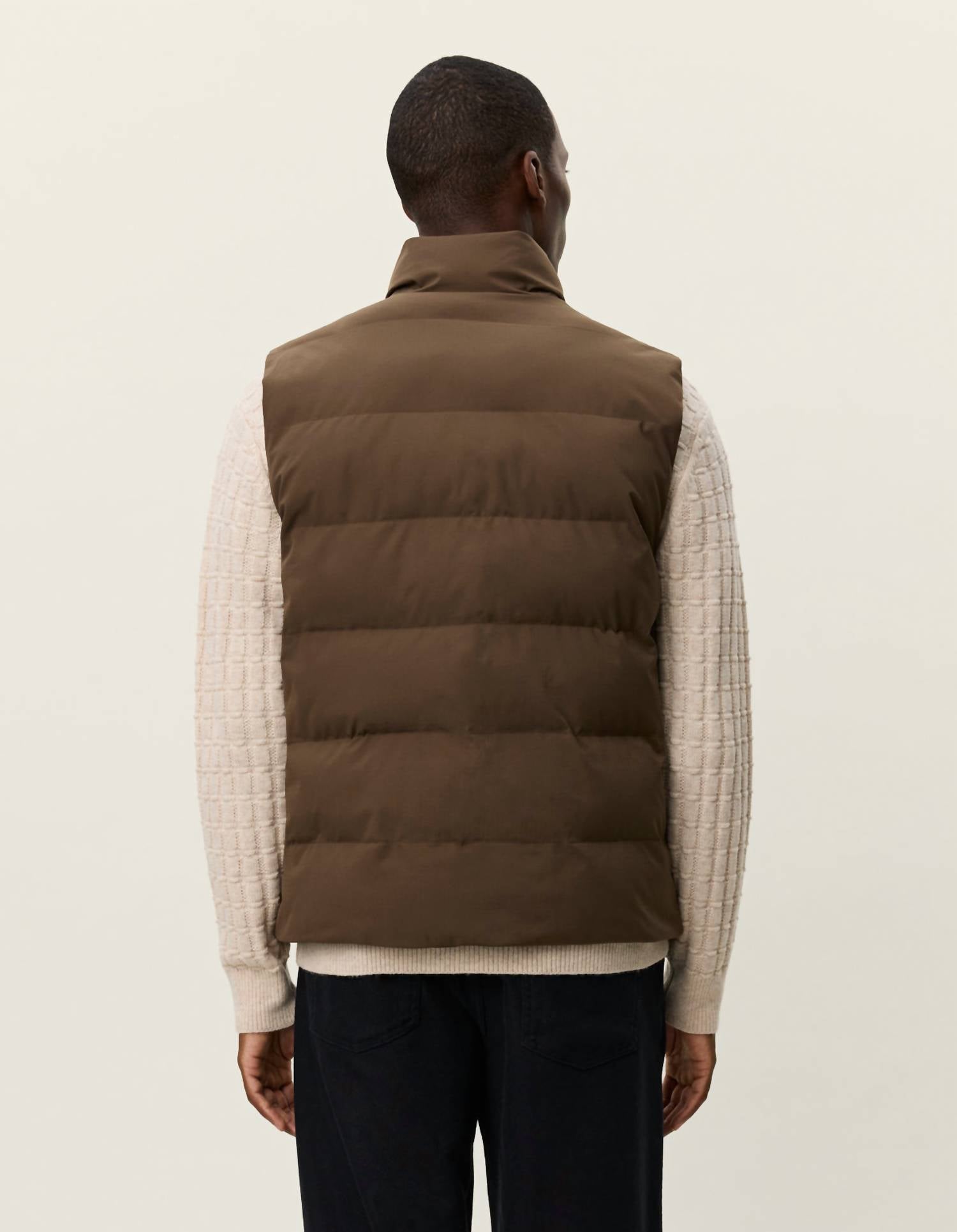Les Deux Men's Noor Ripstop Vest in slate brown - men's jacket - alternate view