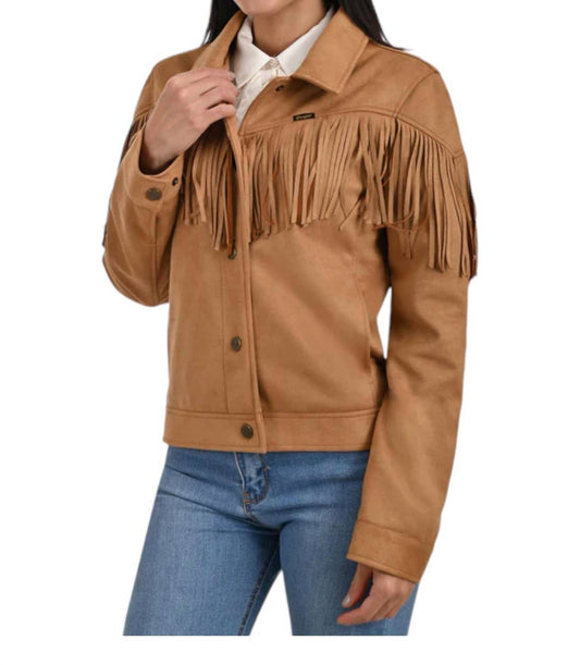 Wrangler - Faux Suede With Fringe Trucker Jacket