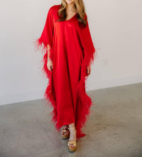 Tela Luxury Mercantile Natalie Kaftan Maxi Dress in red - women's dress