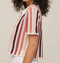 Bella Dahl - Short Sleeve Open Knit Button Down Top