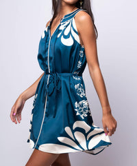 Ciebon - Engineer Print Halter Dress