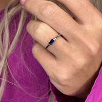 Starlette Women's Emerald Cut Stackable Ring in blue - women's jewelry - alternate view