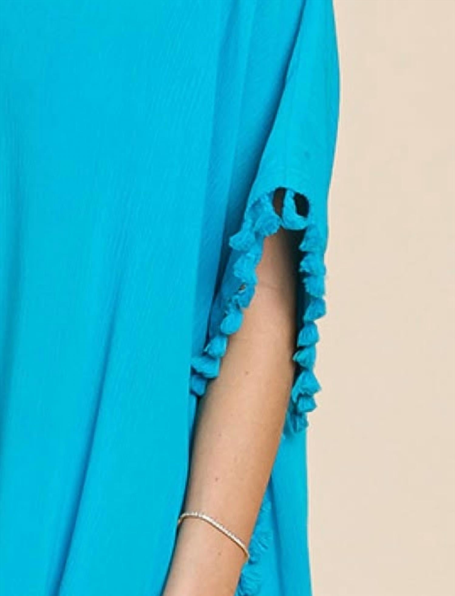 Cotton Bleu - Tassel Trim Top