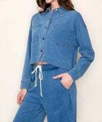 Tres Bien - Terry Crop Jacket And Drawstring Pants Set