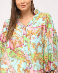 Fate - Bubble Sleeve Button Down Blouse