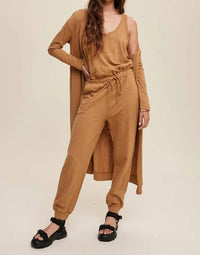Listicle - Jumpsuit And Long Cardigan Set