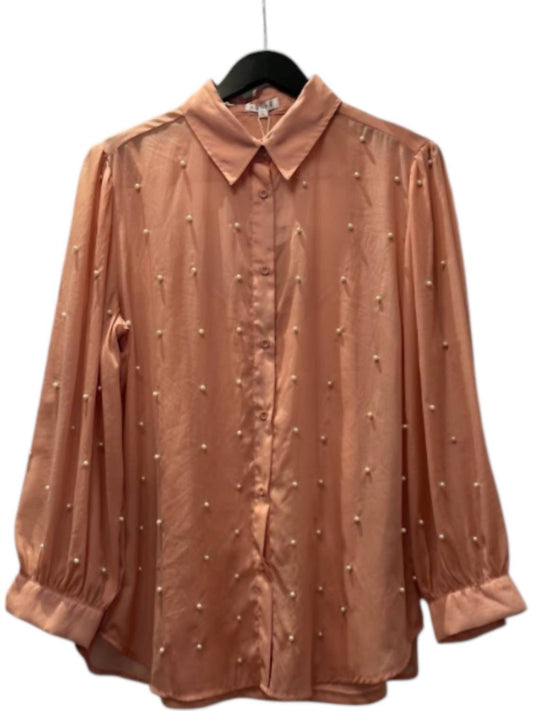 Adore - Women's Organza Button Down With Pearls Top