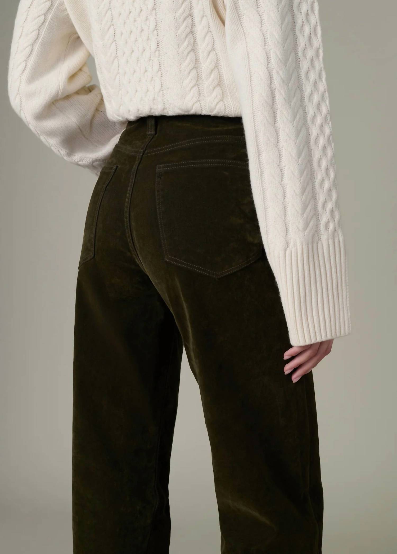 Joe's Jeans The Margot Straight Flocked Jeans in olive - women's jeans - alternate view