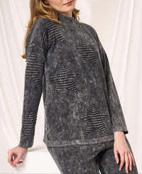 Angel Apparel Mock Neck Star Top in charcoal - women's sweater