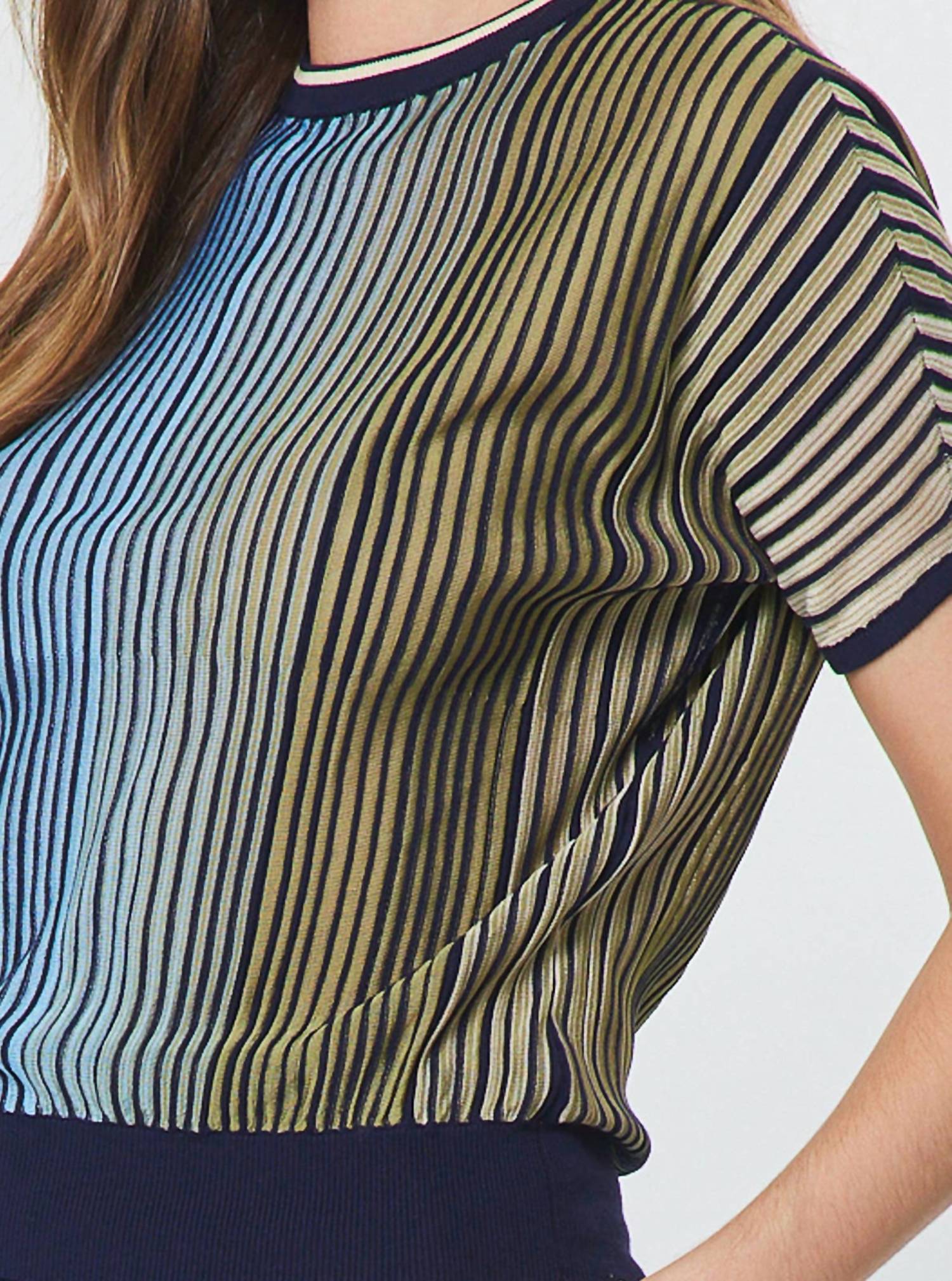 Current Air - Striped Short Dolman Sleeve Sweater