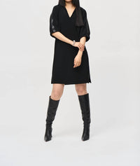 Joseph Ribkoff Cutaway Slit Mini Dress in black - women's dress