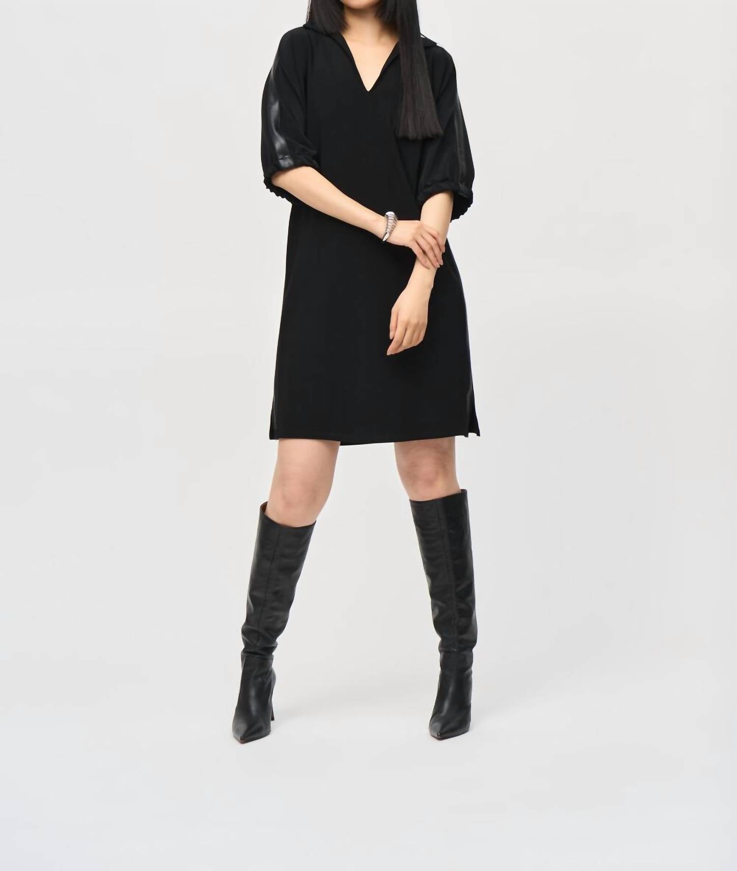 Joseph Ribkoff Cutaway Slit Mini Dress in black - women's dress