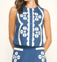 Liv - Embroidery Vest Top