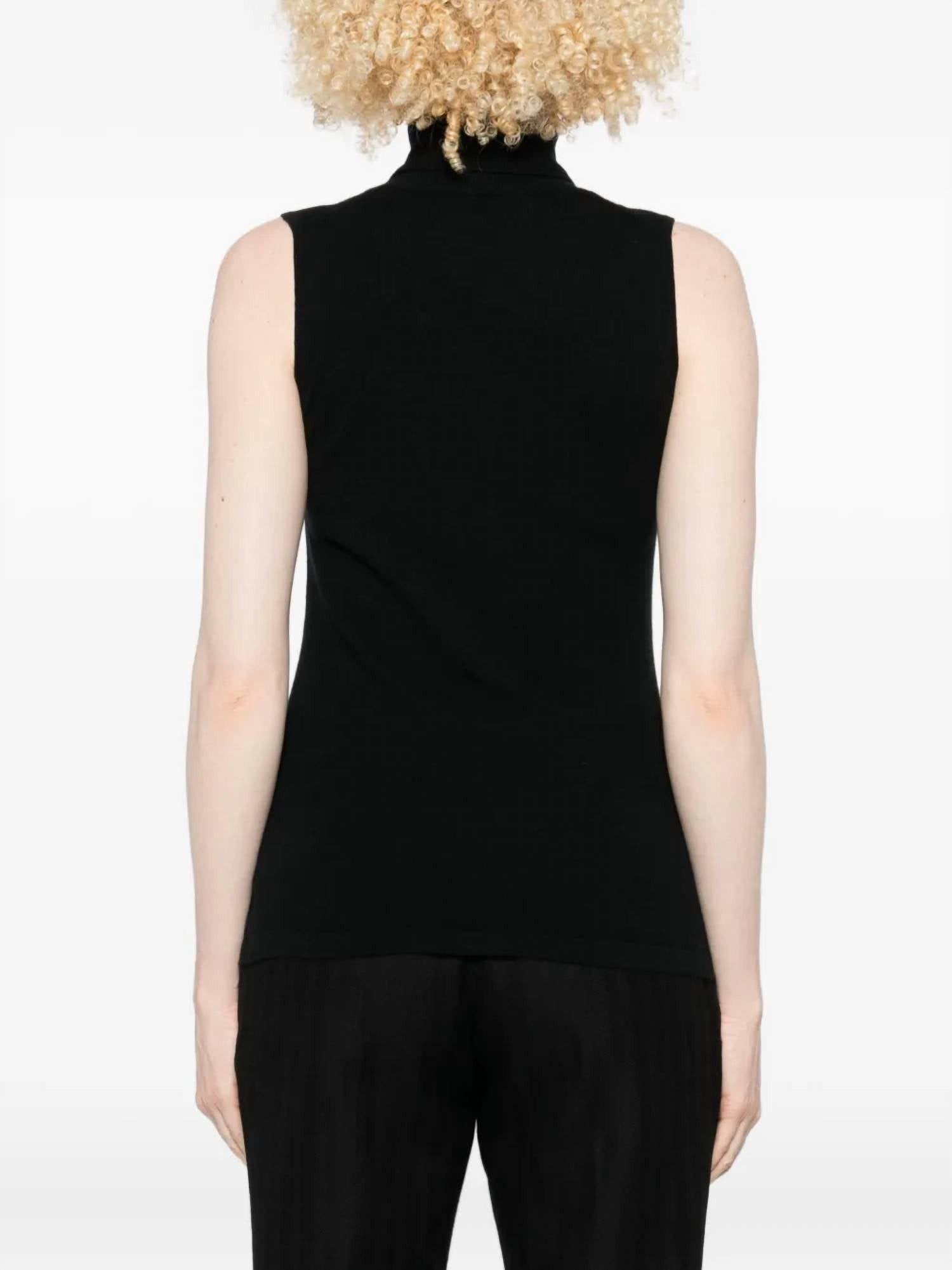 arch4 Cashmere Poppy Sleeveless Turtleneck Top in black - women's sweater - alternate view