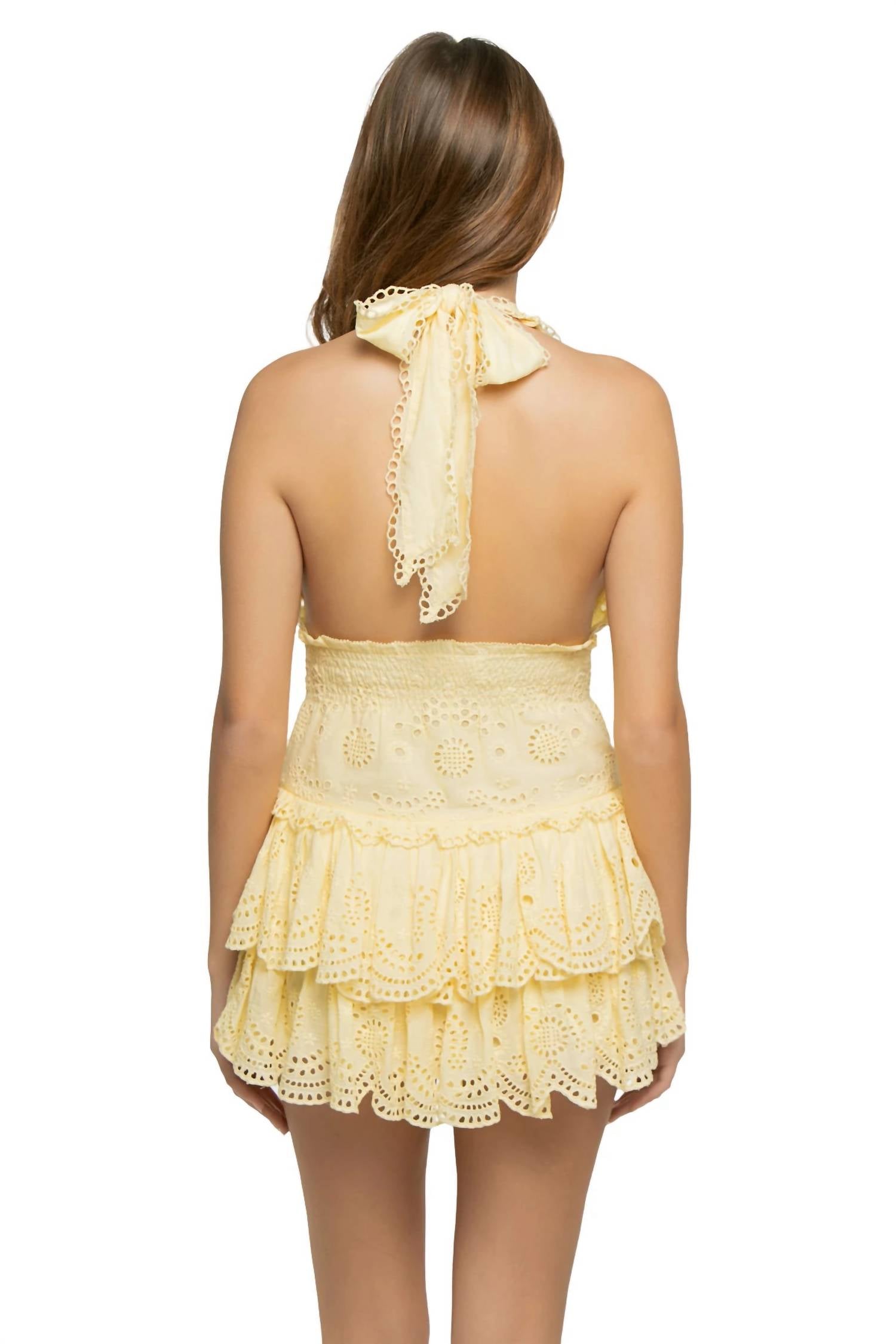 Loveshackfancy - Janea Eyelet Lace Mini Halter Dress