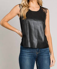 Cerule - Sleeveless Vegan Leather Tank Top