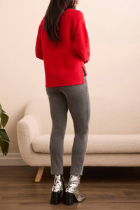 Tribal - High-low Turtleneck Sweater With Side Slits