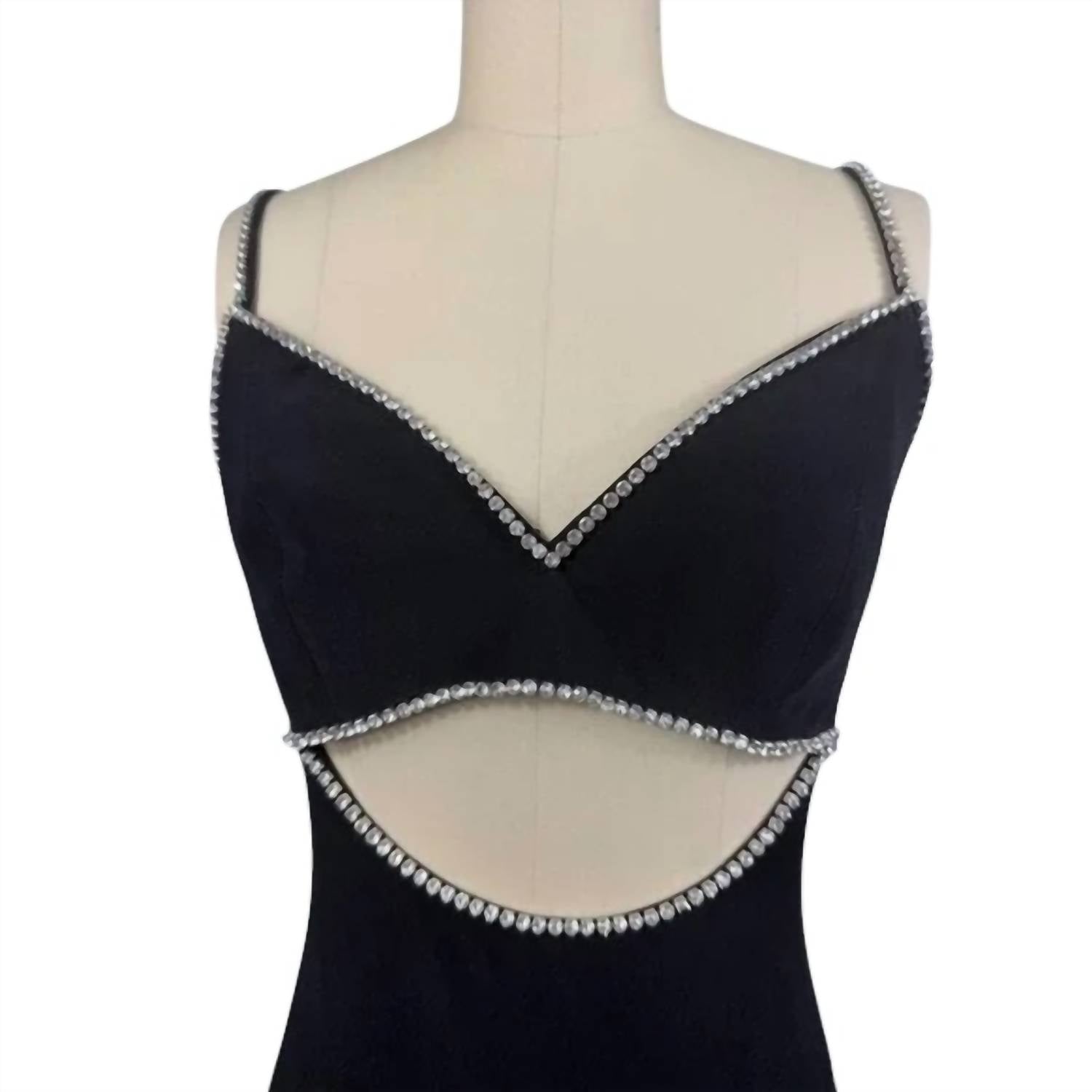 Ieena For Mac Duggal - Women's Midi Rhinestones Cocktail Dress