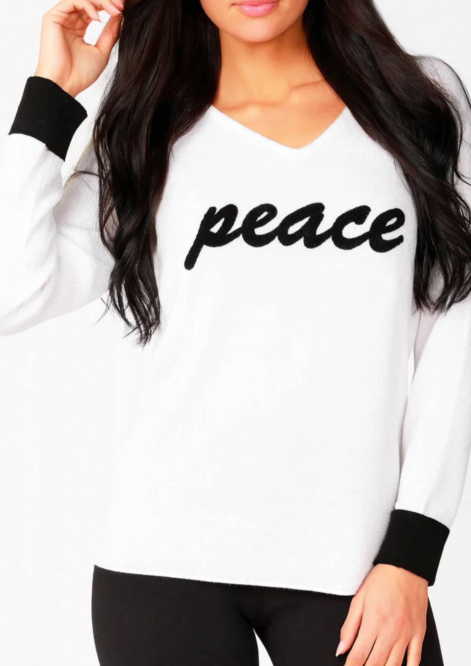 Angel Apparel - Peace V-neck Long Sleeve Top