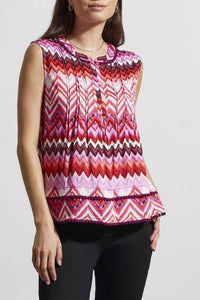 TRIBAL Sleeveless Blouse With Tuck Pleats in plum - women's blouse