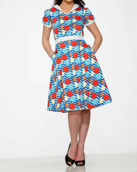 Orchid Bloom - Stripe And Dot Swing Dress
