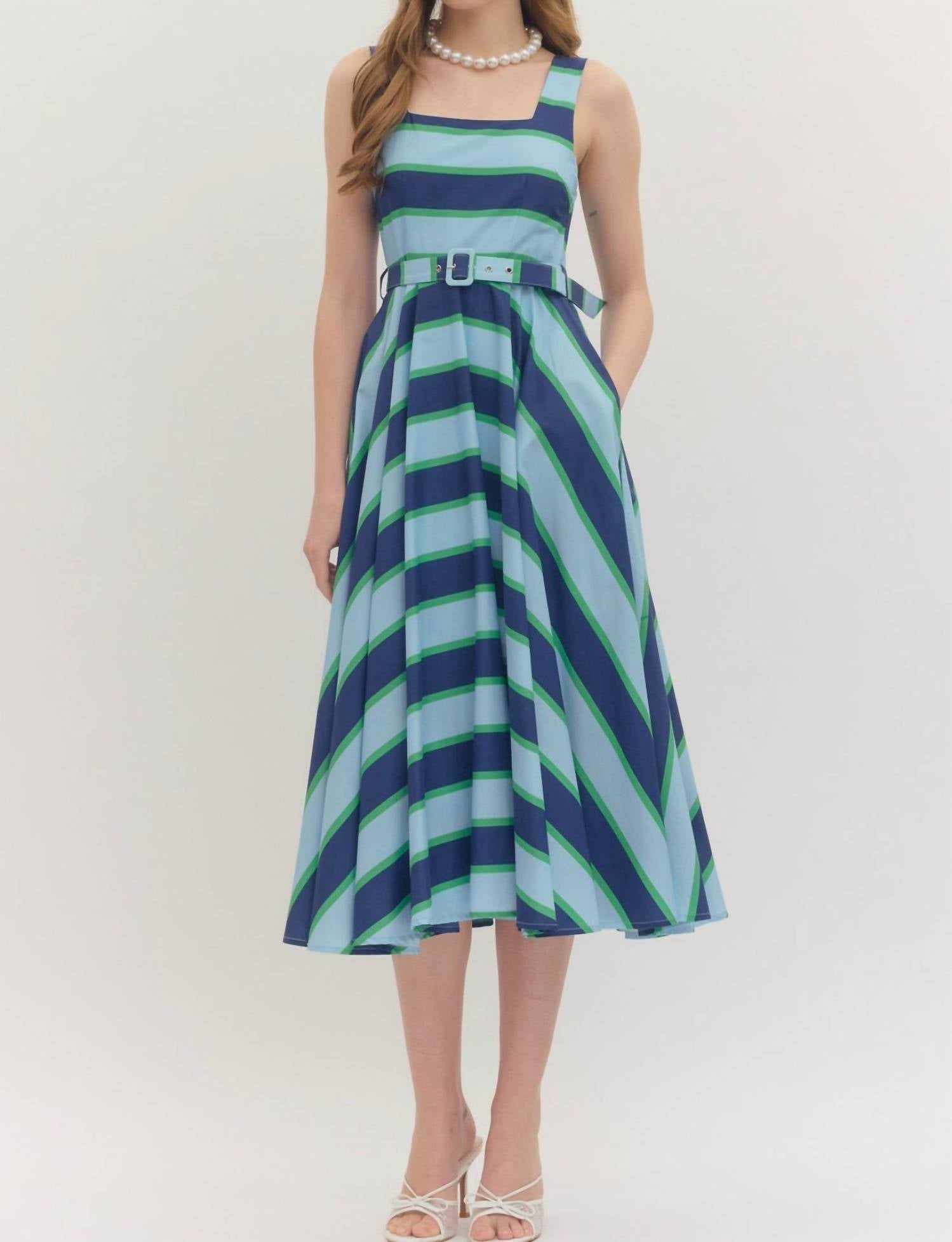 Entro - Preppy Stripe Midi Dress