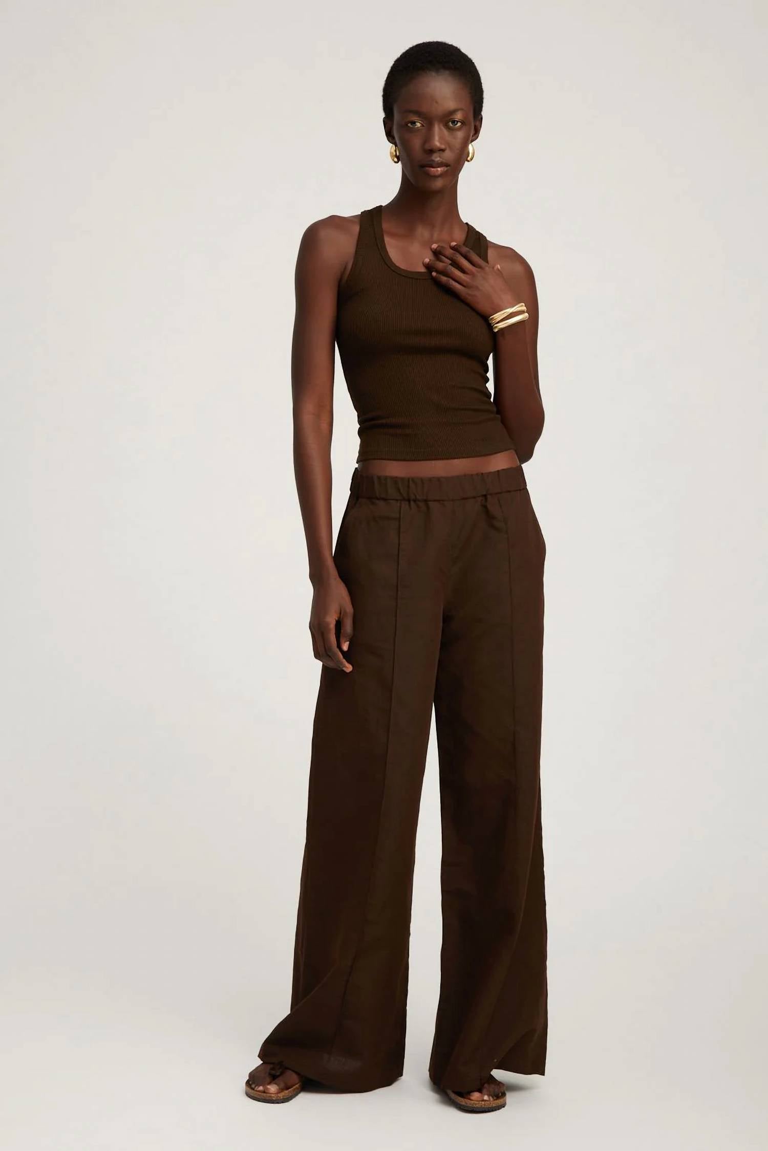 Sprwmn - Wide Leg Pintuck Pant