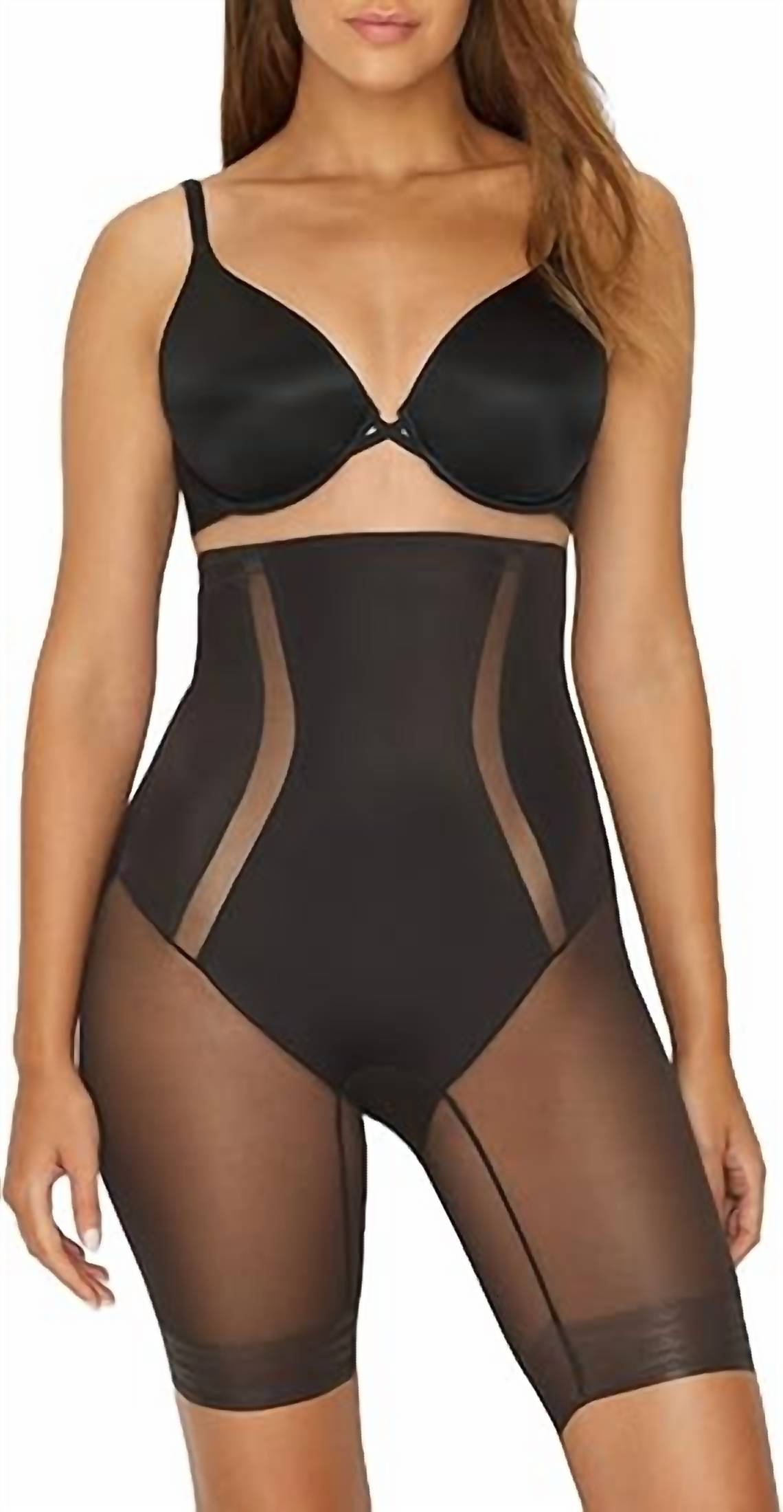 TC Fine Intimates Middle Manager Firm Control High-waist Thigh Slimmer in black - women's intimate
