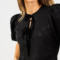 Mary Square Ren Puff Sleeve Top in jet black - women's blouse - alternate view