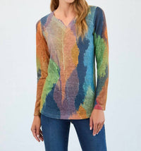 Fdj - Long-sleeve Notch Neck Top