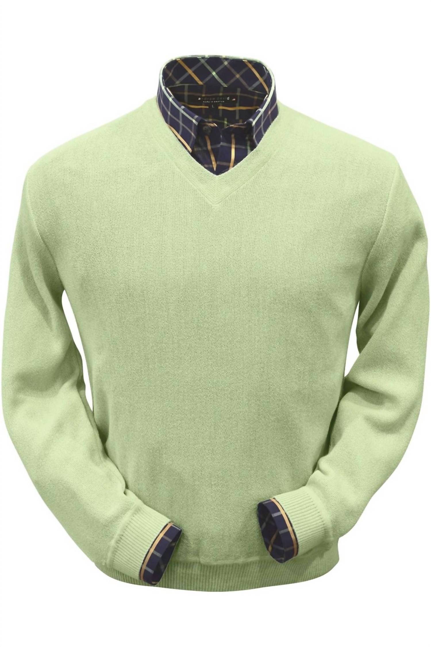 Peru Unlimited Corp. - Men's Baby Alpaca 'links Stitch' V-neck Sweater