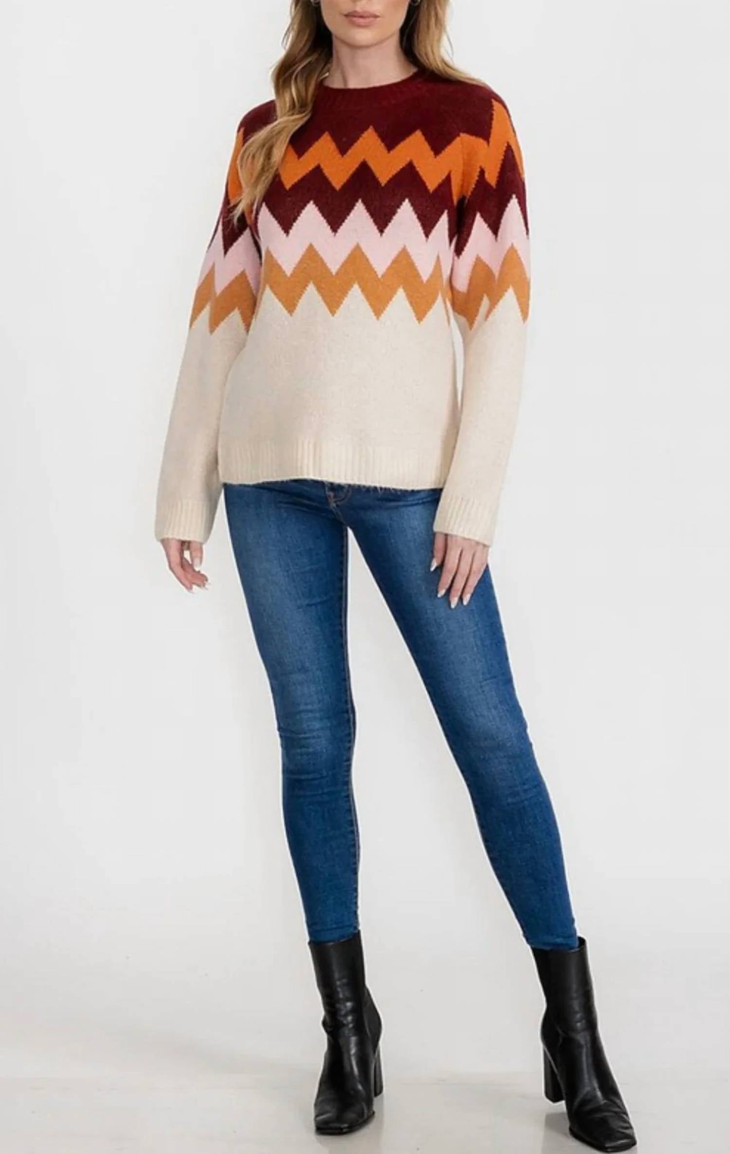 Easel - Chevron Long Sleeve Sweater