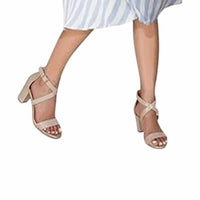 Idifu - Women's Grace Block Heel Cross Strap Sandals