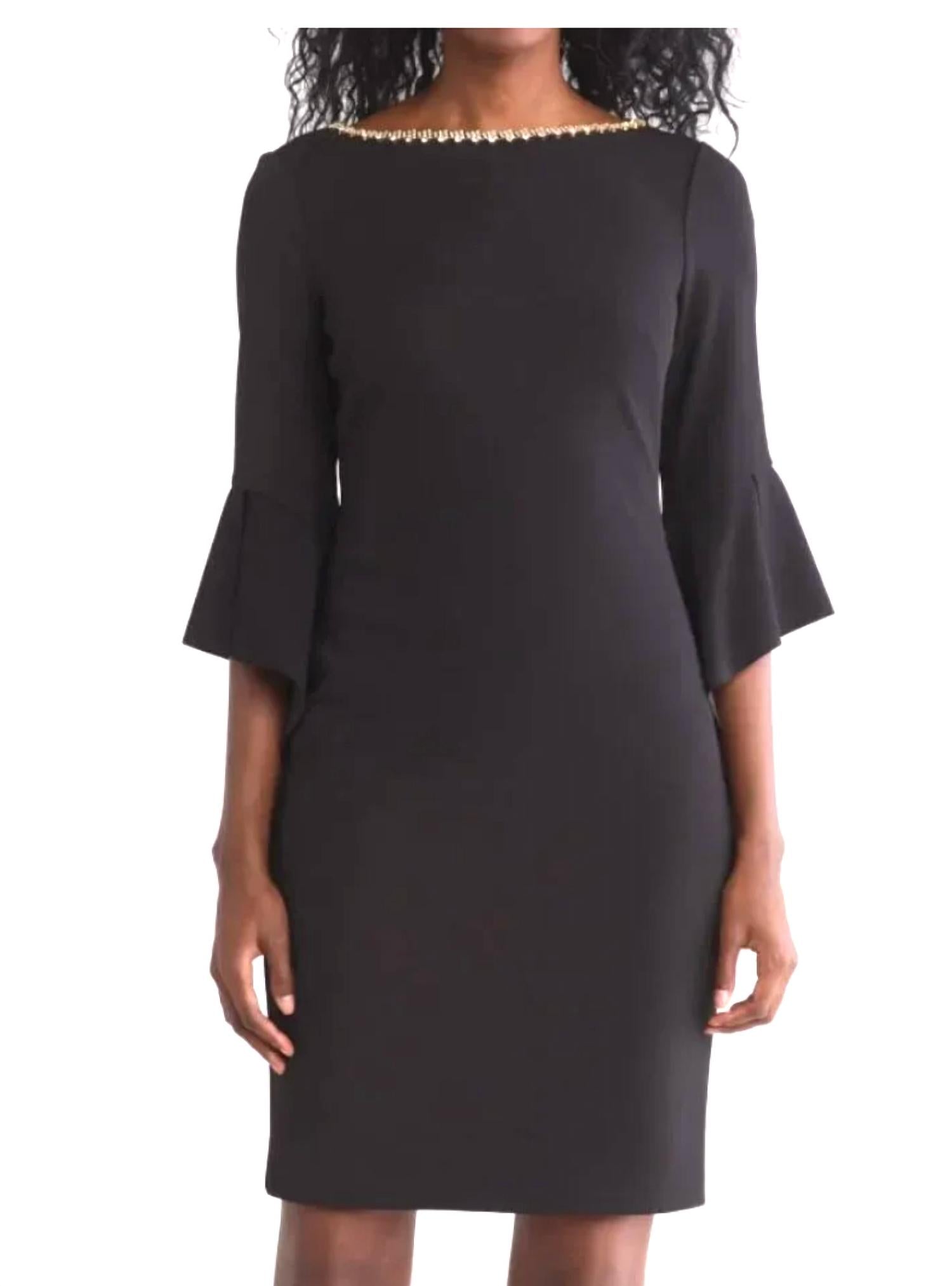 Vince Camuto - Scuba Crepe Jewel Collar Sheath Dress