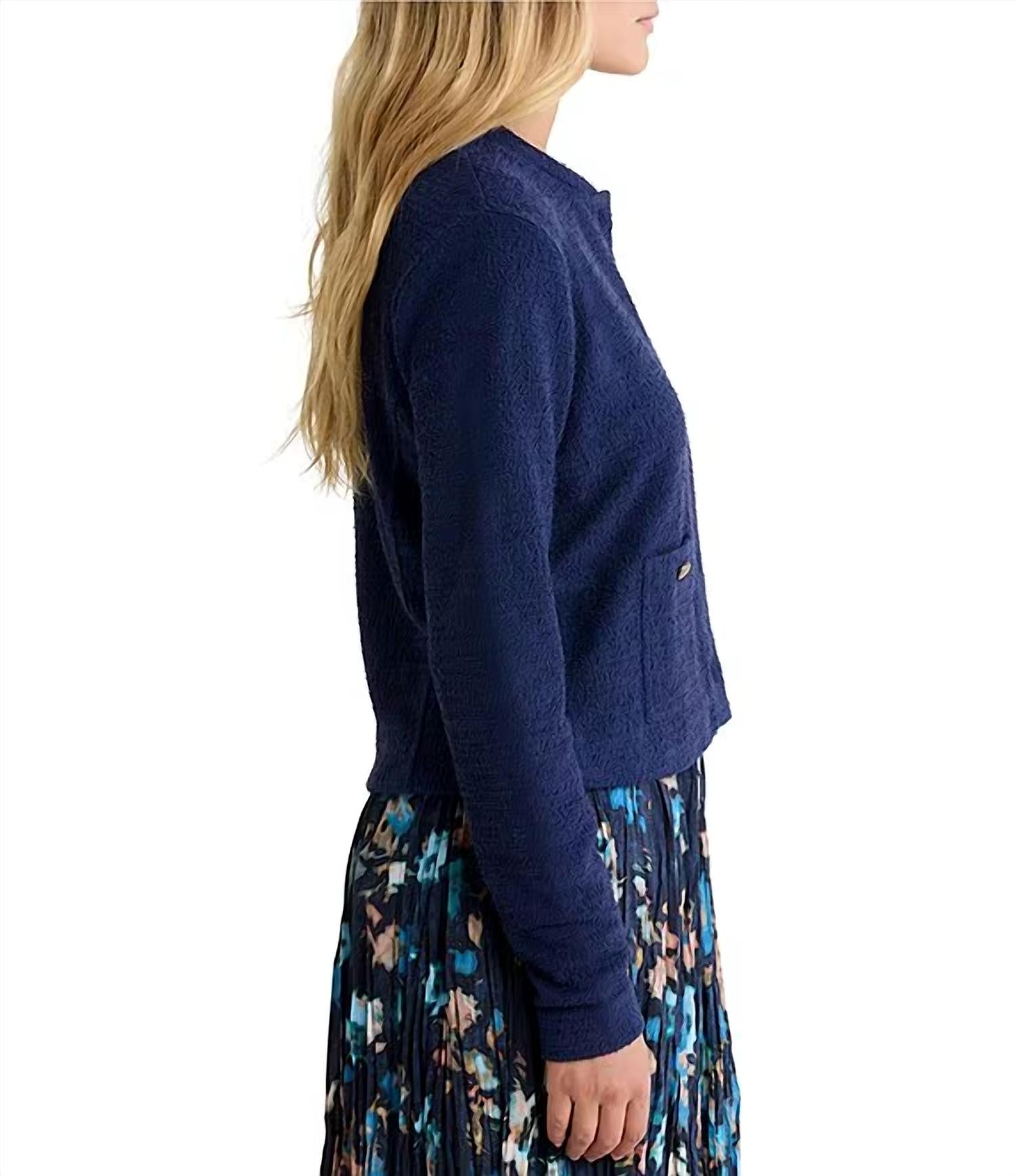 Nic + Zoe - TEXTURED KNIT BOMBER JACKET