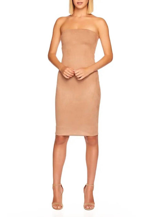 Susana Monaco - Faux Suede Tube Strapless Midi Dress