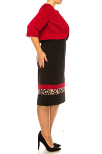 Maya Brooke - Animal Print Cropped Jacket Dress 2-Piece Set