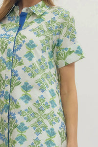 Entro - Creamy Spring Floral Short Sleeve Dress
